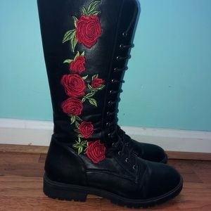 Flower embroidered boots from forever21